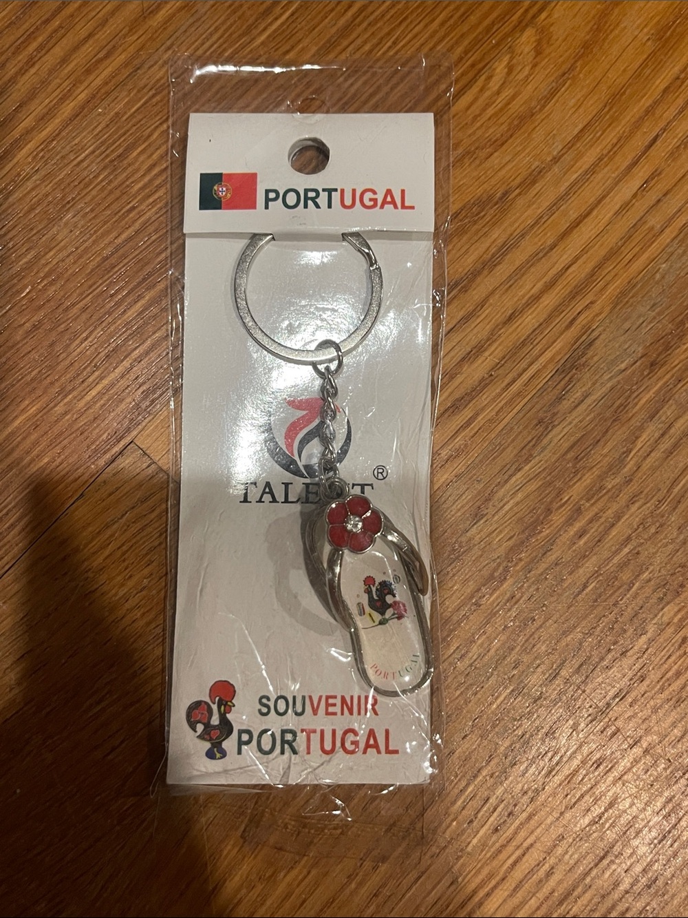 Portugal Souvenir Flip-Flop Keychain with Red Accent